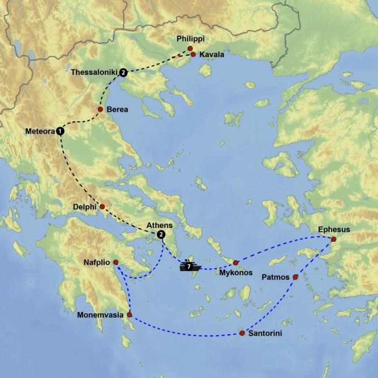 Steps of Paul Cruise Tour - Map